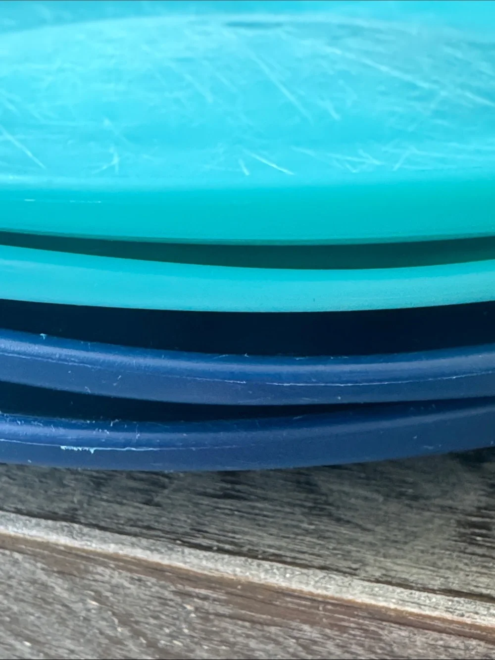 Set of 4 Colorful Heavy Duty Plastic Plates - Teal & Navy 10.5” round